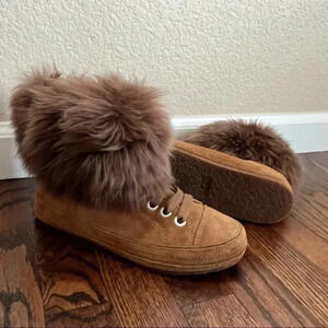 UGG ANTOINE FUR Chestnut Sneaker Boots Original Style# 1019110 Women Size 6 $199